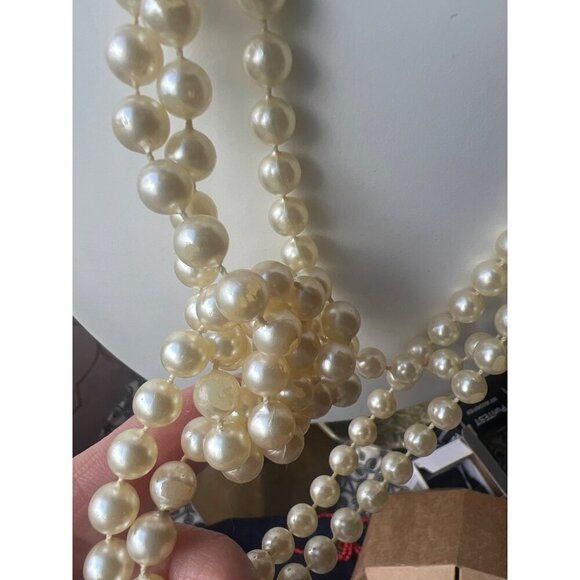 Vintage Opera Length Faux Pearl 35” Necklace Vintage Super Long - Picture 3 of 9